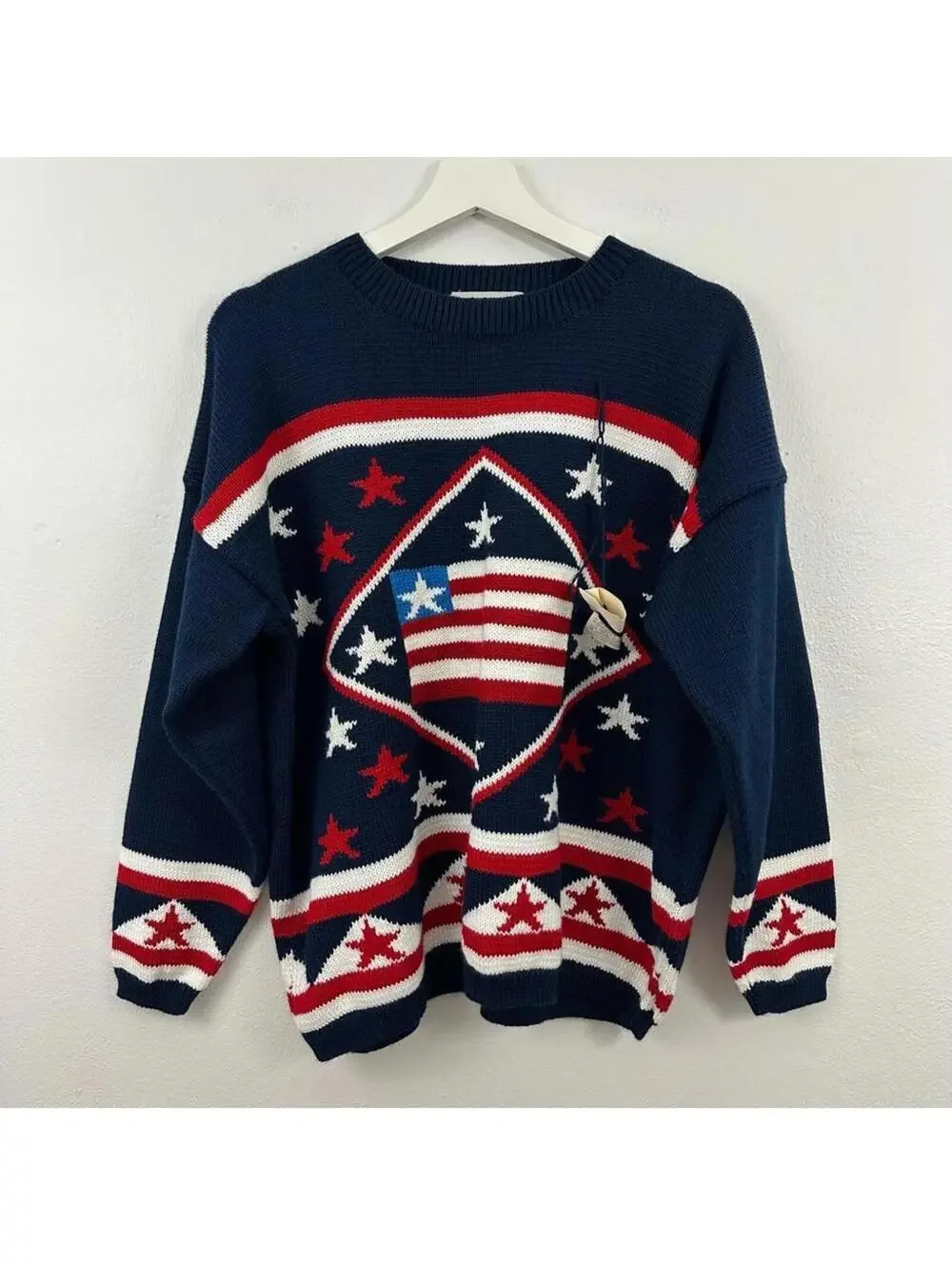 Vintage Miso Women’s Americana Patriotic Long Sleeve Sweater Size Small